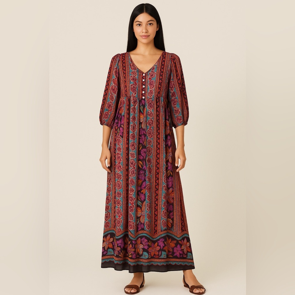 Love21 Boho Floral Striped‎ Maxi Dress – Size Small